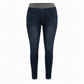 Dames high-waist pull-on slim fit donkerblauwe denim jeans met brede elastische tailleband
