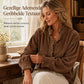 🍂Nieuw & Trendy - Vintage corduroy blouse voor dames met gerimpelde kraag en lange lantaarnmouwen ✨ retro look, zacht corduroy, opvallende lantaarnmouwen en gerimpelde kraag