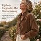 🍂Nieuw & Trendy - Vintage corduroy blouse voor dames met gerimpelde kraag en lange lantaarnmouwen ✨ retro look, zacht corduroy, opvallende lantaarnmouwen en gerimpelde kraag