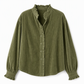 🍂Nieuw & Trendy - Vintage corduroy blouse voor dames met gerimpelde kraag en lange lantaarnmouwen ✨ retro look, zacht corduroy, opvallende lantaarnmouwen en gerimpelde kraag