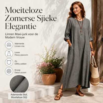 ✨ Nieuwe Collectie – Tijdelijke Korting! - Casual maxi‑jurk voor dames met zakken ✨ praktische zakken, losse pasvorm, perfect voor dagelijks gebruik