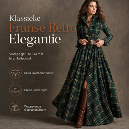 🛍️ Speciale Aanbieding! - ✨ Gerimpelde taille, Frans geïnspireerde ruit | Dames geplooide A‑lijn jurk ✨ accentueert middel, elegante ruitprint, vrouwelijk A‑lijn silhouet