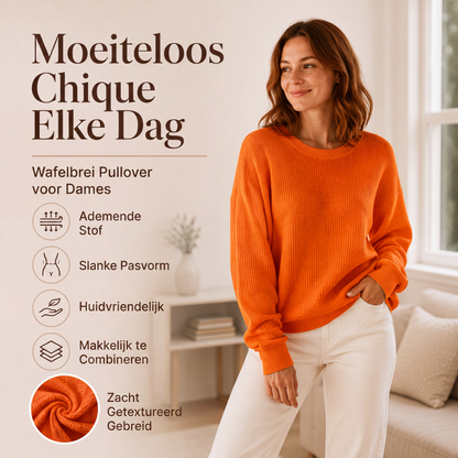 Dames Wafelgebreide Losvallende Sweater