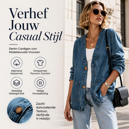 🔥 Vandaag Extra Voordelig - Casual V‑hals denim vest voor dames ✨ V‑hals denimmateriaal mouwloos laagjeslook