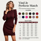 🔥 Vandaag Extra Voordelig - Geribbelde bodycon jurk met ronde hals voor dames ✨ ronde hals geribbeld stof bodycon pasvorm