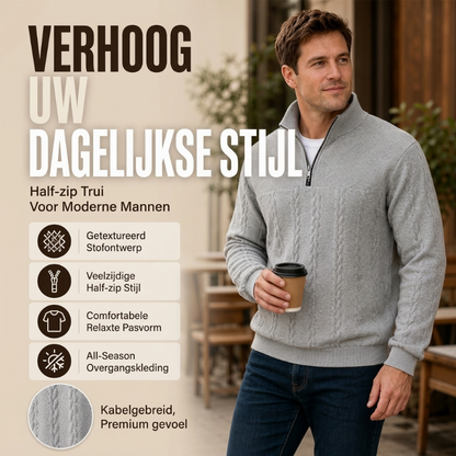🔥 Vandaag Extra Voordelig - Heren casual jacquard sweater met halve rits ✨ jacquard patroon halve rits warm losse pasvorm