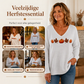 🔥 Vandaag Extra Voordelig - Dames V-hals lange mouwen top met pompoenprint ✨ V-hals pompoenprint lange mouwen herfsttop