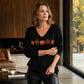 🔥 Vandaag Extra Voordelig - Dames V-hals lange mouwen top met pompoenprint ✨ V-hals pompoenprint lange mouwen herfsttop