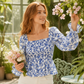 🌸 Nieuwe Look ✨ Casual Damesblouse van Chiffon met Vierkante Hals, Wijde Mouwen & Bloemenprint – Elegant & Vrouwelijk