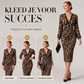 💎 Exclusieve Deal 🐆 Damesjurk van Kant met Luipaardprint, V-Hals & Lanternmouwen – Elegante Midi-Lengte & Vrouwelijke Uitstraling