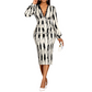 💎 Exclusieve Deal 🐆 Damesjurk van Kant met Luipaardprint, V-Hals & Lanternmouwen – Elegante Midi-Lengte & Vrouwelijke Uitstraling