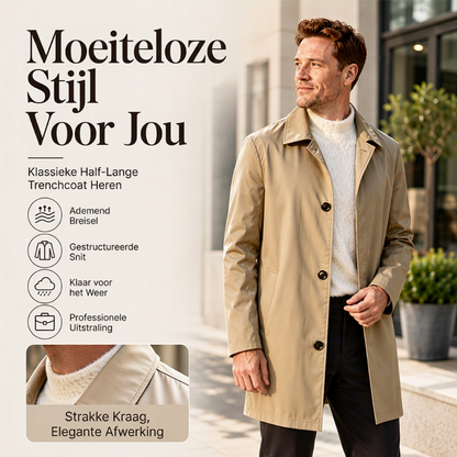 ✨ Nieuwe Look 💫 Minimalistische Herenjas met Enkele Rij Sluiting en Middellange Lengte – Stijlvol, Comfortabel & Tijdloos