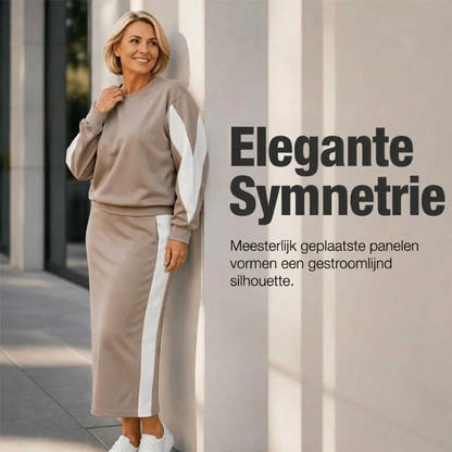 ✨ Nieuwe Look 💫Elegant 2‑delig dames set sweatshirt + midi rok, comfortabel gebreid ensemble