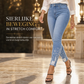 ✨ Nieuwe Look 💫 Dames Lichtblauwe Met Parel Versierde Slim Fit Skinny Jeans met Onafgewerkte Gerafelde Taille en Gerafelde Gescheurde Enkelsboorden – Stijlvol, Modieus & Trendy