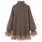 ✨ Nieuwe Look 💫 Oversized Gebreide Jurk met Mock Neck en Ruche van Tule – Vrouwelijk, Uniek & Trendy