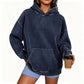 🔥 Streetwear Favoriet ✨ Unisex Oversized Hoodie met Acid-Wash Look – Casual, Comfortabel & Trendy 🖤