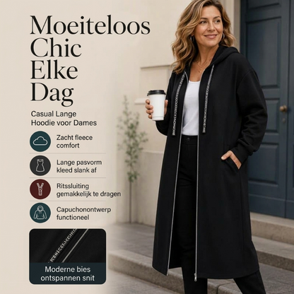 ✨ Nieuwe Look 💫 Dames Casual Lang Model Hoodjack met Rits – Comfortabel Warm & Modieus Voor Alle Seizoenen