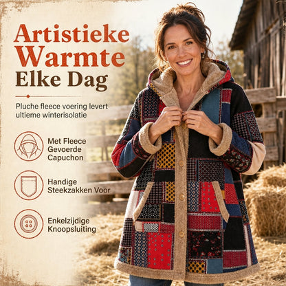 🌟 Populaire Stijl 💫 Dames Winter Gedrukte Hoodie van Katoen-Linnen Mix met Warme Pluche Voering – Zacht Warm & Trendy