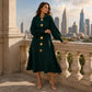 🌸 Nieuwe Collectie — Dames maxi‑jurk van geribbreid breisel met lantaarnmouwen ✨ vloeiende pasvorm stijlvol voor allerlei gelegenheden
