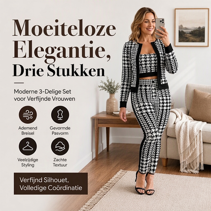 🛍️ Speciale Aanbieding — Damescardigan buisvormig topje en broek – 3-delige set ✨ zacht stof veelzijdig te combineren voor dagelijks stijl