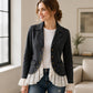 Dames jeansjas met revers en kantzoom