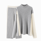 🍂 Herfst/Winter Deal ✨ Dames Colour Block Gebreide 2-Delige Set – Warme Pullover Trui & Elegante Rok voor een Chique Look
