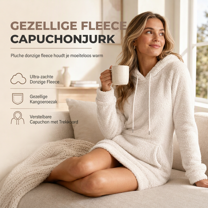 ❄️ Winter Favoriet ✨ Casual Dames Hoodiejurk van Fleece met Capuchon – Warme Comfortabele Lange Sweaterjurk