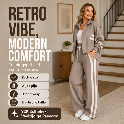 🔥 Trend Deal ✨ Sportieve Dames 2-Delige Gestreepte Set – Comfortabele Casual Outfit met Moderne Look