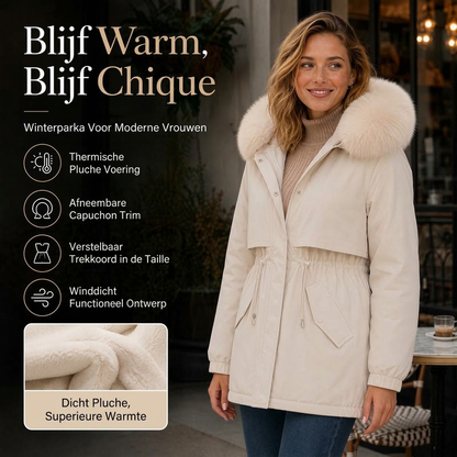 ❄️ Winter Favoriet ✨ Dames Parka Jas met Pluche Voering – Halflange Warme Winterjas voor Comfort & Stijl