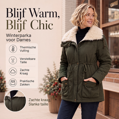 ❄️ Winter Favoriet ✨ Dames Gewatteerde Winterjas met Pluche Kraag – Halflange Warme Jas Zonder Capuchon voor Elegante Winterlooks