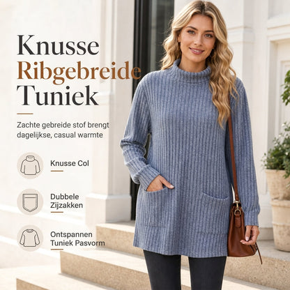 ✨ Nieuwe Collectie 🤍 Dames Losvallende T-Shirt met Mock Neck & Lange Mouwen – Comfortabele Pasvorm en Elegante Laagjeslook