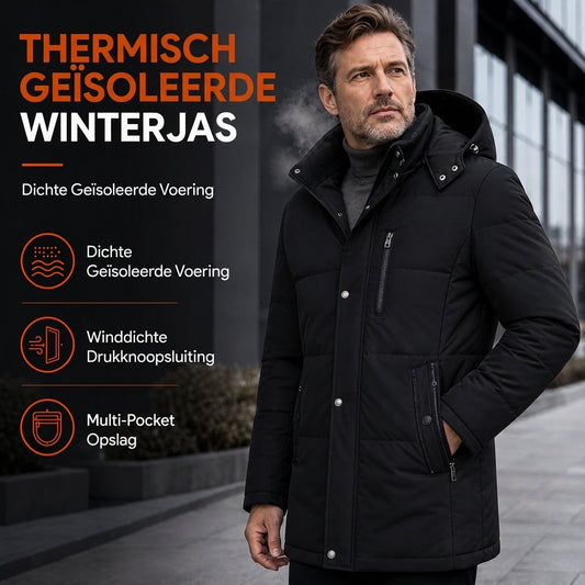 ❄️ Winter Deal 🧥 Halflange Heren Winterjas met Dikke Voering – Zakelijke & Casual Katoenen Jas voor Comfort en Warmte
