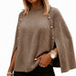 Dames Gebreide Cape Poncho Trui met Knopen