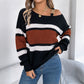 ✨ Nieuwe Collectie 🤍 Dames Gestreepte Trui met Off-Shoulder Design – Casual Elegante Look, Comfortabele Pasvorm & Trendy Stijl