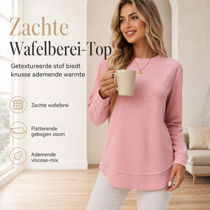 ✨ Nieuwe Favoriet 🤎 Casual Dames Shirt van Wafelbreisel – Losvallende Pasvorm, Tijdloze Stijl & Dagelijks Comfort 👚
