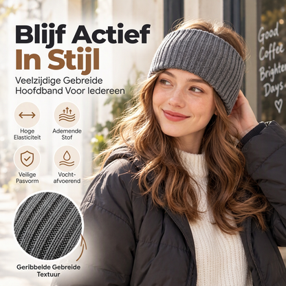 🎁 1+1 GRATIS ✨ Brede Geribde Gebreide Hoofdband – Zacht, Warm & Sportief voor Koude Dagen ❄️