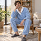 🔥 49% KORTING ✨ Knus Thermisch Pluizig Pyjamaset voor Heren – Zachte Warme Nachtkleding voor Koude Avonden 🍂