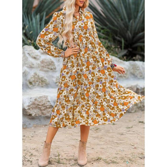 🔥HALVE PRIJS👗Boho bloemenjurk, V-hals, lantaarnmouwen, los model & ademend